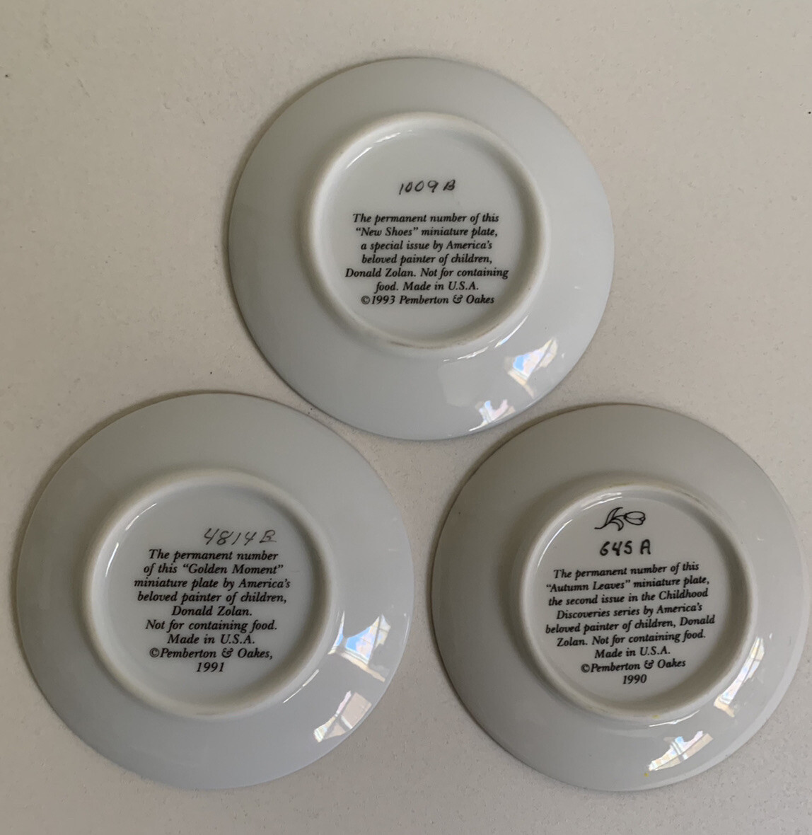 (3) Vintage 1990s Pemberton & Oakes Donald Zolan 3 1/4” Miniature Plates C18 eBay