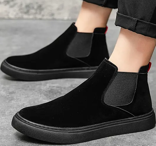 Mens Suede Shoes Slip-on Ankle Boots 