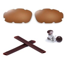 Walleva Polarized Brown Vented Lenses Earsocks Bolts For Oakley Split Jacket