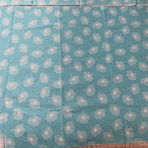 2 1/3 Yds Unbranded Aqua Teal White Poppies 100% Quilting Cotton 43" Wide - Picture 5 of 9