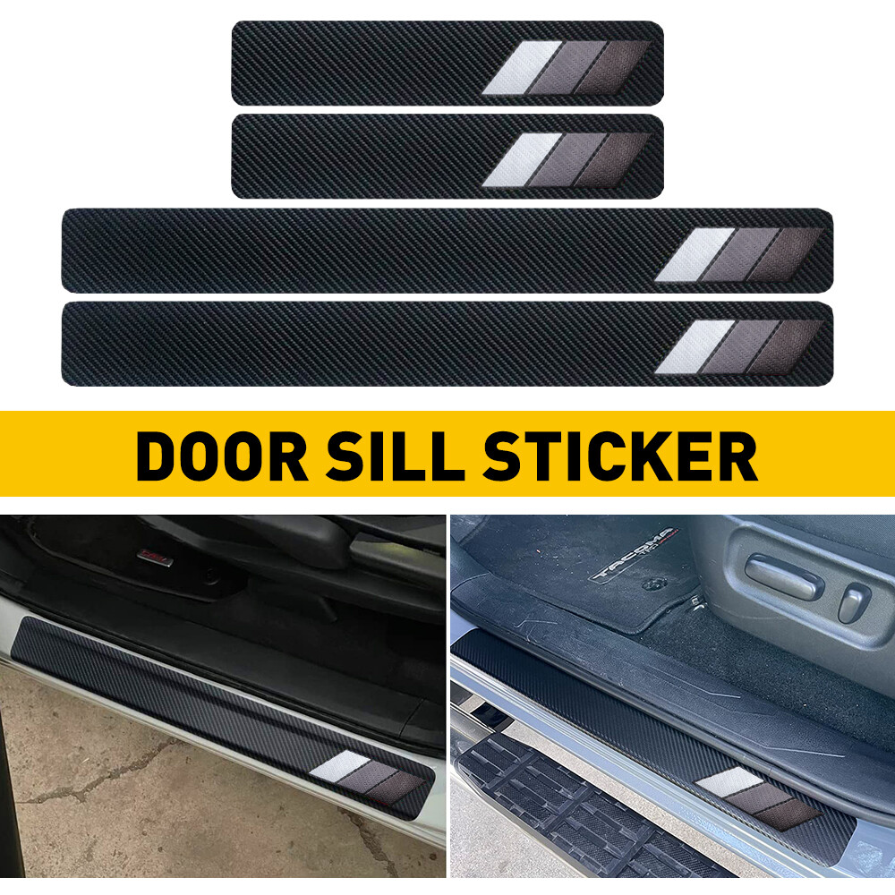 4Pcs Carbon Fiber Door Sill Protectors Scratch Resistant Red for Toyota Camry