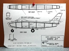 NORTH AMERICAN F-86 SABRE JET BALSA FREE FLIGHT MODEL AIRPLANE PLANS 9" WINGSPAN
