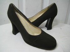 Prada Brown Satin / Leather Pumps Heel Shoes Women's Size 36.5