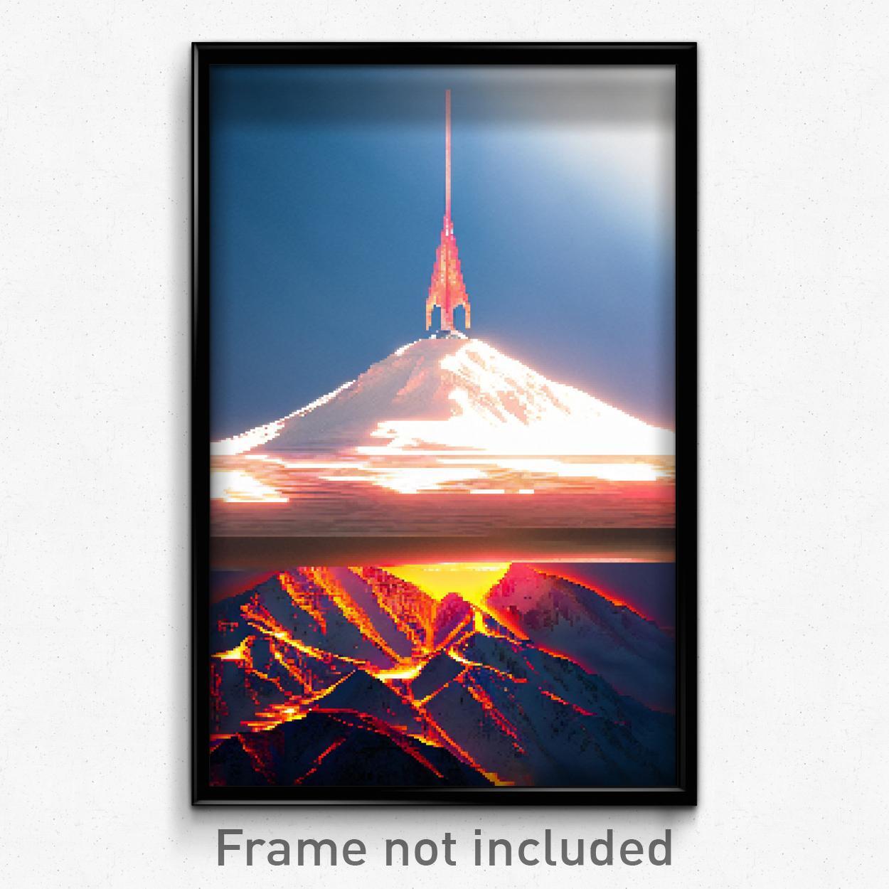 Psychedelic 8-Bit Pixel Art Poster - Fantastic Summit Video Game Print