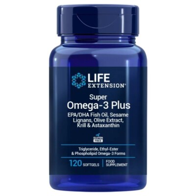 Life Extension Super Omega-3 Plus EPA/DHA, Olive, Krill, Astaxanthin 120 Kapseln
