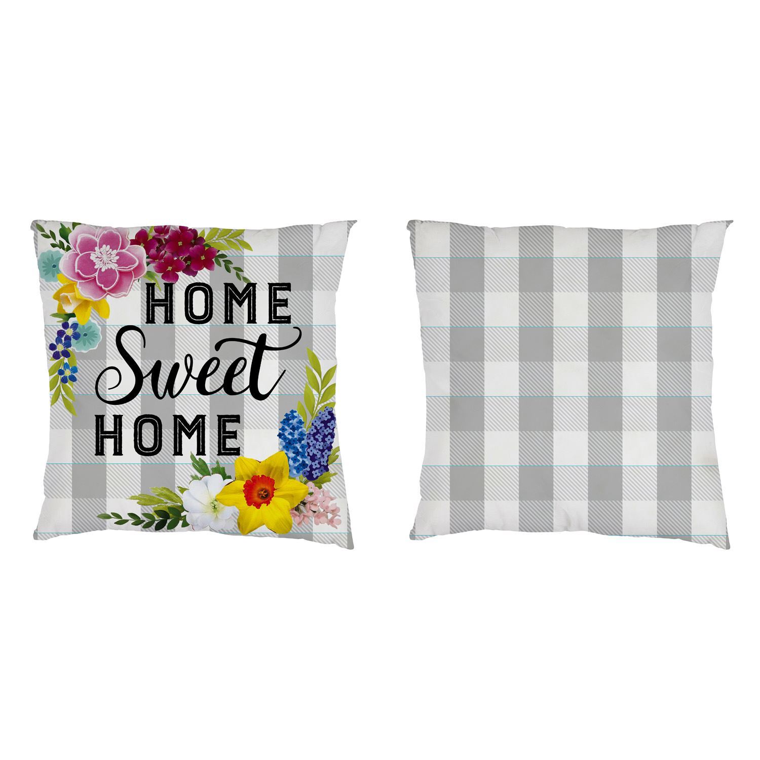 Evergreen,Pillow Cover,Home Sweet Home Plaid Interchangeable Pillow