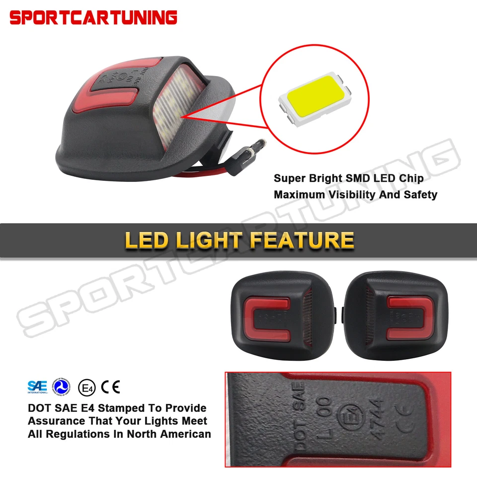 白色和红色 LED 车牌灯适用于 98-04 日产 Frontier 94-04 Xterra — 第 4/4 张图片