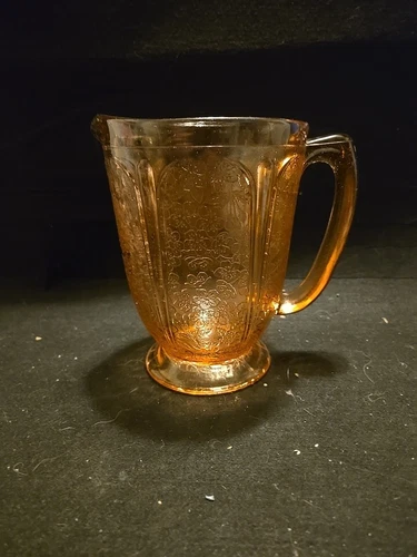 Vintage Jeanette Depression Era Pink Glass Pitcher Cherry Blossom