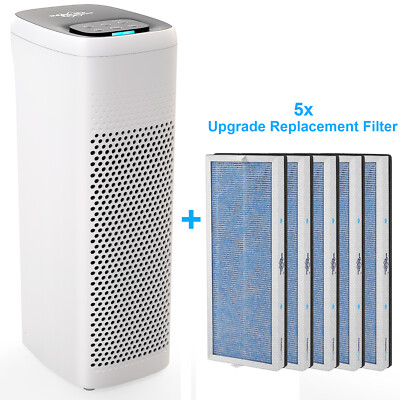 Home Air Purifier Large Room HEPA Air Cleaner For Allergies Pets Odor +5*Filters