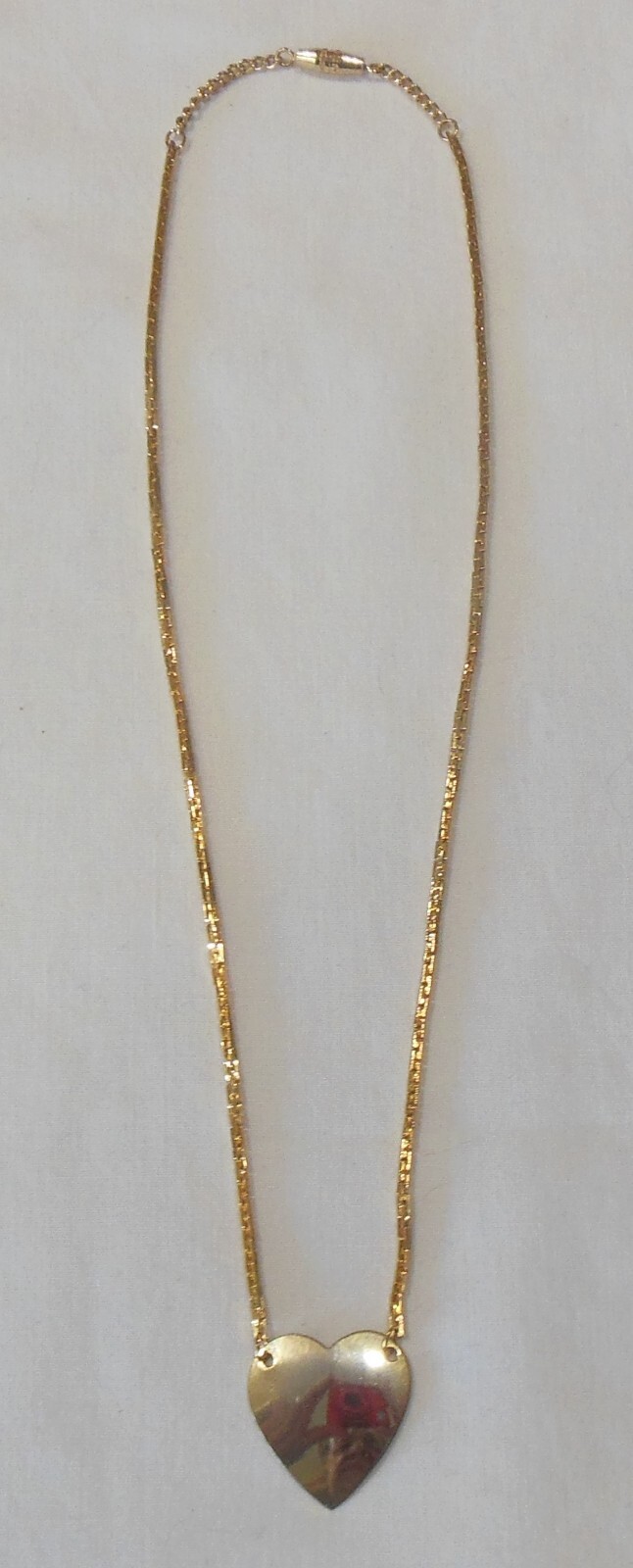Gold-tone Rectangular Box Link Chain Necklace Sol… - image 1