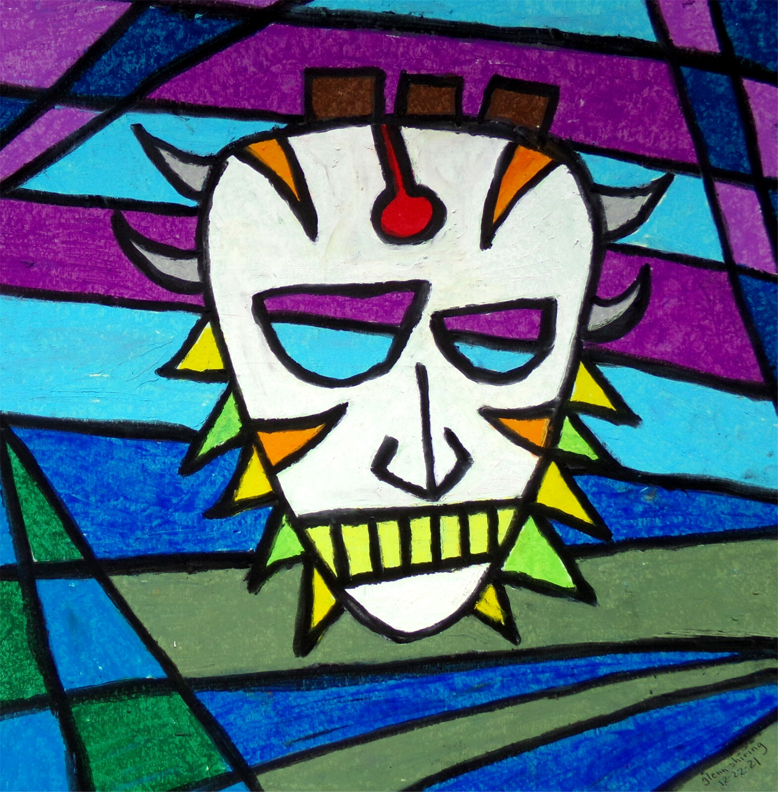 Original Art Drawing, Morning (Or Mourning?) Mask, Abstract One-Of-A-Kind  Design | eBay