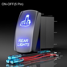 Car 12V/24V Rocker Switch LED Rear Lights 5 Pin 20A STSP Laser Etched On-Off 