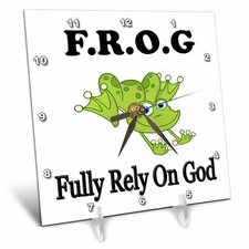 3dRose FROG fully rely on god 6x6 Desk Clock