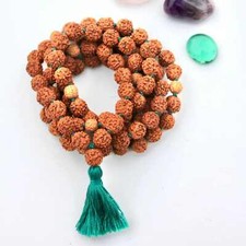 8mm Natural brown round Rudraksha beads 108 knot bracelet Energy Men Yoga