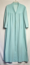 Vintage Women's Sea Blue Snap Front Cottagecore Housecoat Robe Gown Loungewear