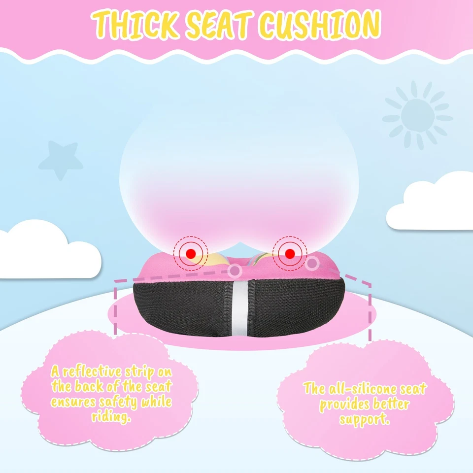 Cojín de asiento de bicicleta para niños para niñas, funda de asiento de bicicleta acolchada de gel para niños Foto 4 de 4