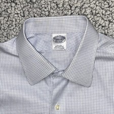 Brooks Brothers Men 16.5-35 Blue Check Regent Cotton L/S Dress Shirt