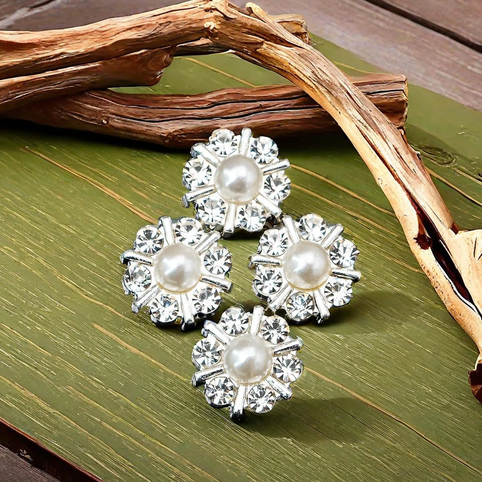 50 pcs Rhinestone Pearl Buttons Accessory Decoration Set for DIY Scrapbooking... - Image 3 of 4