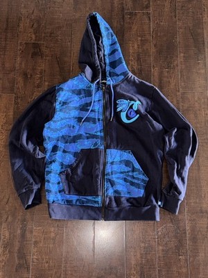 Cookies Full Zip Blue Hoodie Large tiger stripe big logo 