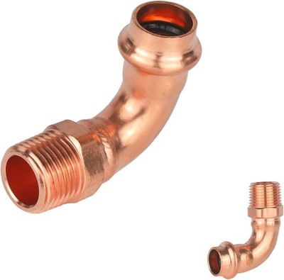 1/2'' Copper Male Elbow Fittings, 90-Degree, MNPT x Press, 2-Pack
