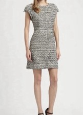Alice + Olivia Grisel black & white tweed mini dress with mesh back size Medium