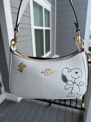 COACH x PEANUTS Snoopy Teri Shoulder Bag Chalk Multi CBJ76 Leather