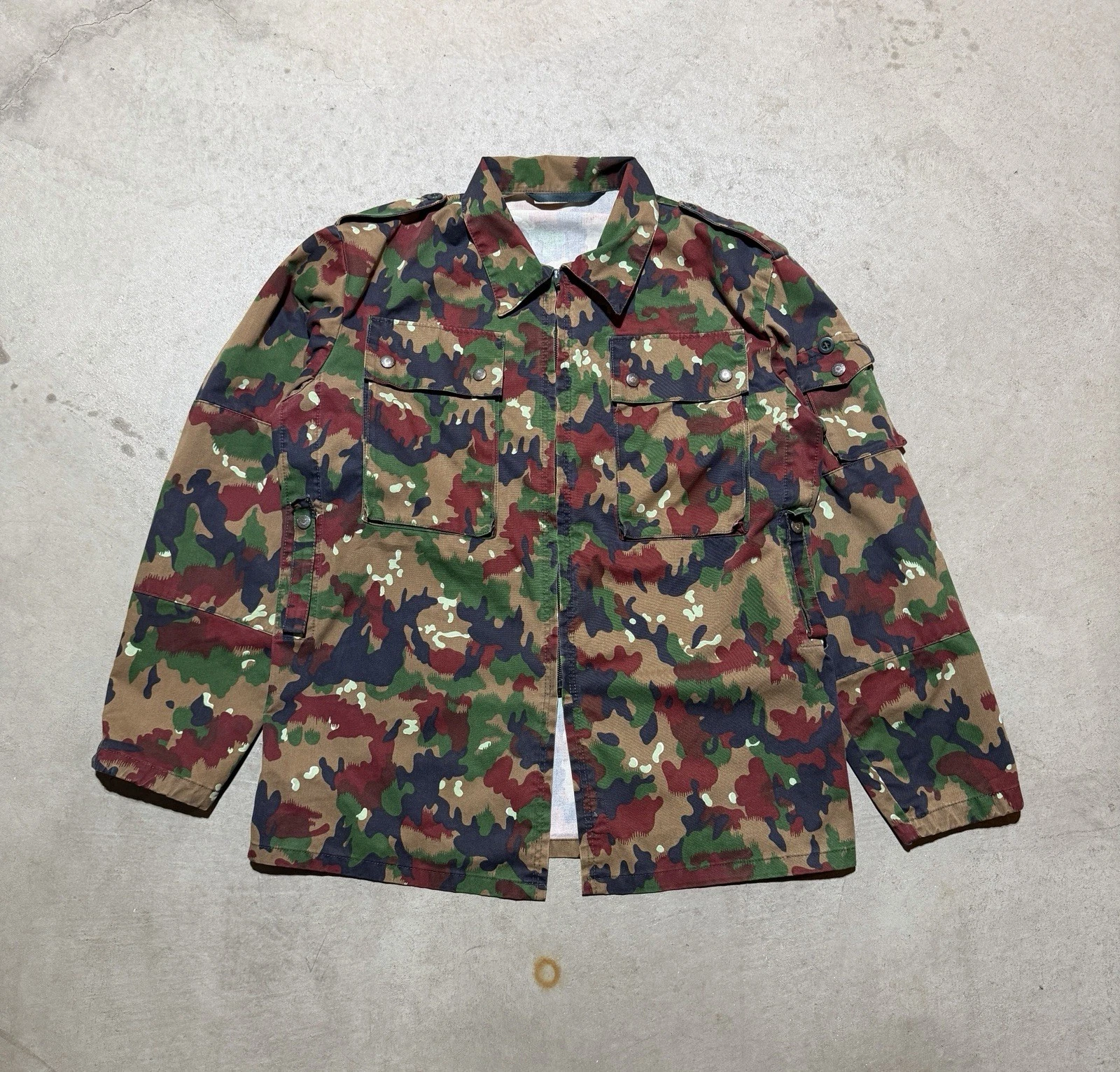 Vintage Swiss Army Jacket Mens Large Alpenflage Camo Combat Field Shirt M83 image 1