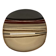 Better Homes And Gardens Square Dinner Plate Brown Tan Stripe Stoneware