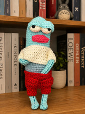 Handmade Crochet Harold Plush Inspired by SpongeBob, Cute Amigurumi Ugly Fish