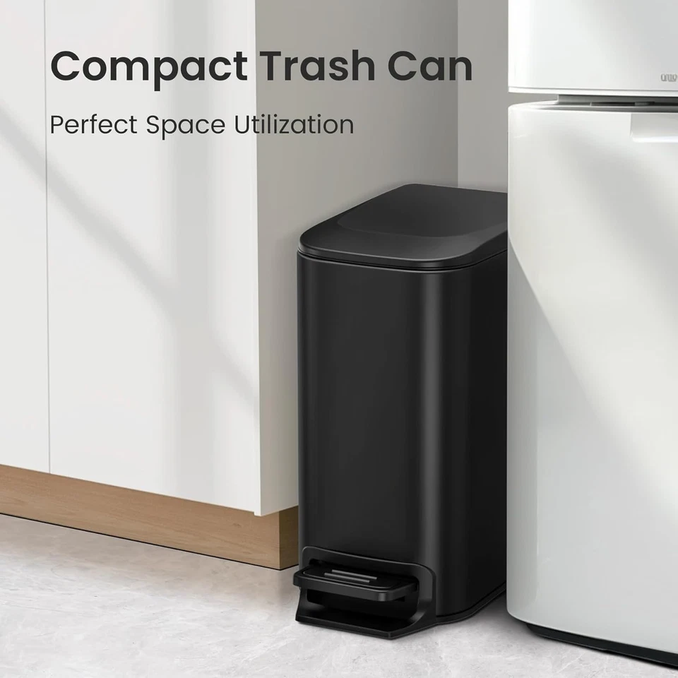 Cesun Small Bathroom Trash Can with Lid Soft Close, Step Pedal, 6 Liter / 1.6 Ga - Image 3 of 4