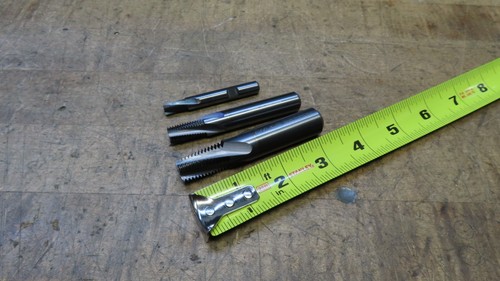Lot of 3 used EMUGE solid carbide thread mills 1/2"-14, 3/8"-18, & 1/8"-27 NPT