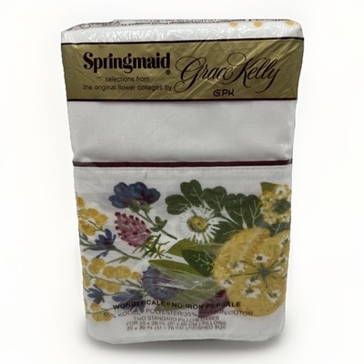 Springmaid Grace Kelly Pillowcases Floral Green Gold Yellow Burgundy