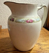Vintage Alfred Meakin White Pitcher England w/ Floral & Gold Trim