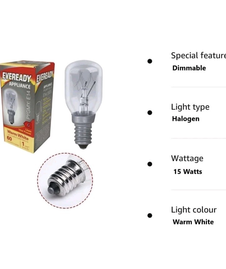 4 Himalayan Salt Lamp Bulbs E14 15W Pygmy Light Appliance Bulb SES Small Screw