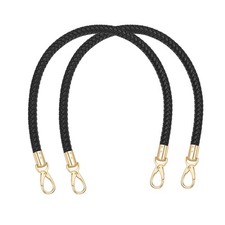 2pcs Braided Purse Straps 40cm / 15.7" PU Leather Handbag Handles, Black