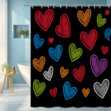 Colorful Heart Shower Curtain for Vibrant Bathroom Decor 260119