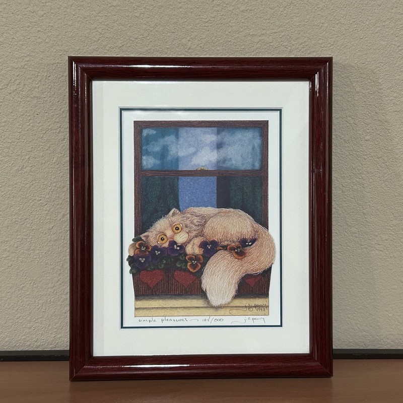 Cat Art J.S. Perry Signed Print 134/800 "SIMPLE PLEASURES" Jamie S. Perry 1994