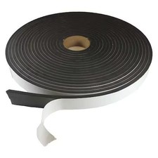 Foam Roll, Water-Resistant Closed Cell, 3 In W, 50 Ft L, 1/4 In Thick, Black,