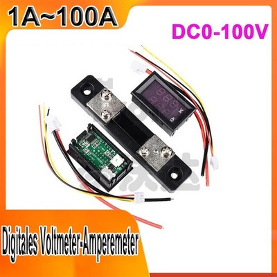 DC0-100V 1-100A Digital Voltmeter Amperemeter Dual-LED-Anzeige Meter Shunt