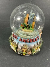 Vintage Los Angeles LA Skyline Snow Globe Music Box California Dreaming 2000