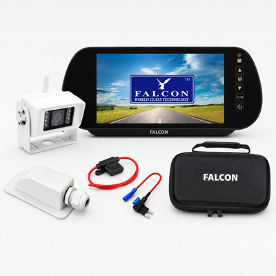 FALCON Wireless Rear View Camera + 7  Mirror Monitor for Caravan