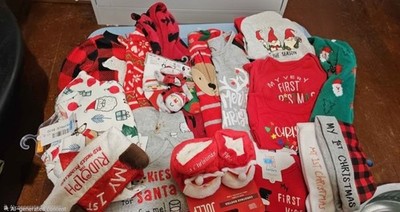 Carter's Christmas Print Multi-Piece Outfit Set - Bodysuit, Hat, Socks