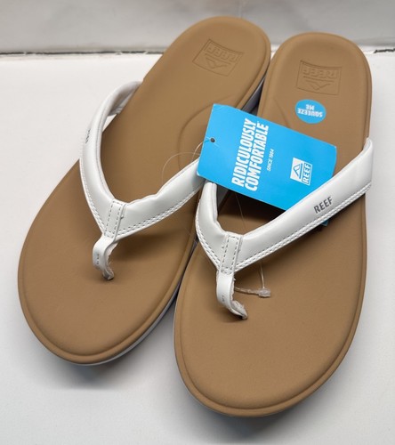 NEW Reef Womens Cushion Cloud Flip Flops Thong Sandal White/Tan Size 11 NWT