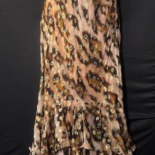 Nasty Gal Animal Print Metallic Tiered Maxi Dress Size 14