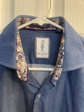 Robert Graham Blue Paisley Flip Cuff Newton Natural Stretch Shirt Size M/L 16