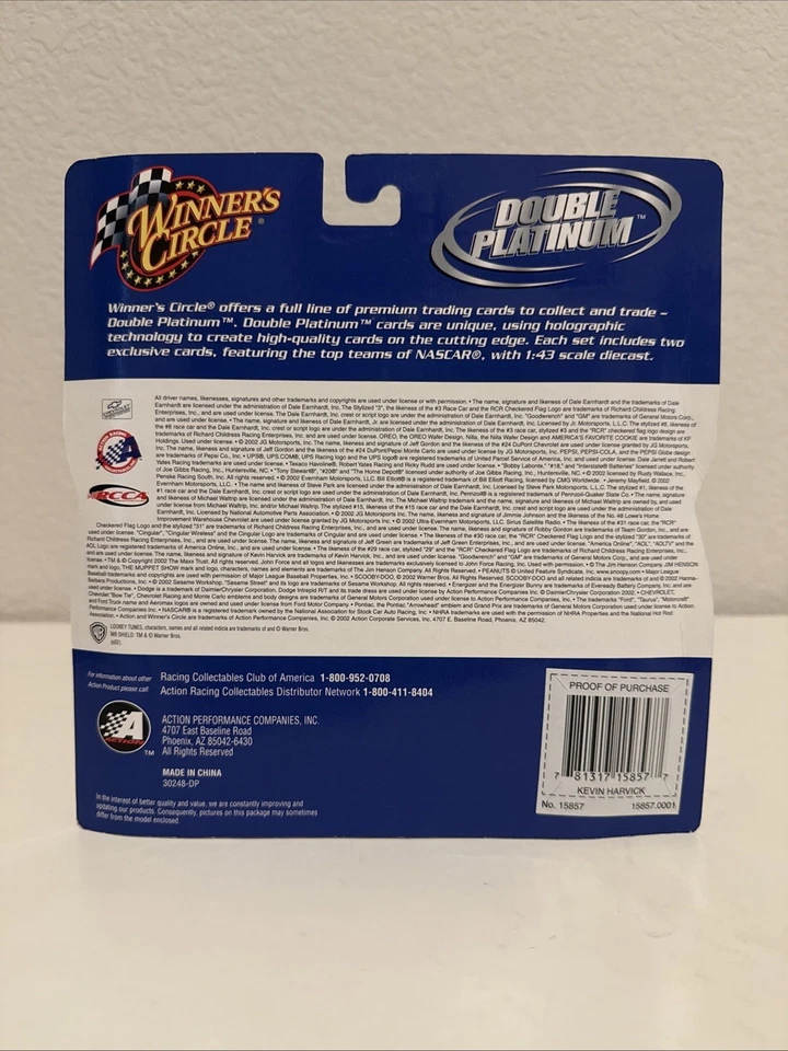 WC Harvick #29 Looney Tunes Taz 1:43 Monte Carlo 400 Revancha Doble Platino Foto 2 de 3