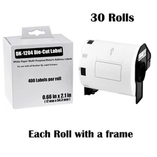 30Rolls Large Multi-Purpose White Paper Label DK-1240 for Brother QL 102mm*51mm