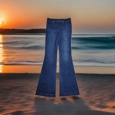 SPANX Jeans Women  s S 28x33 Indigo Bootcut Pull  On Stretch Mid Rise Denim Boho