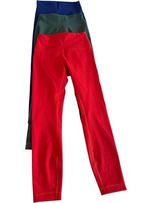 Bundle Of 3 Lululemon Wunder Train Leggings In Red, Green And Blue Size 6