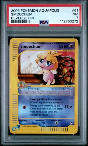 2003 POKEMON AQUAPOLIS #61 SMOOCHUM REVERSE FOIL PSA 7